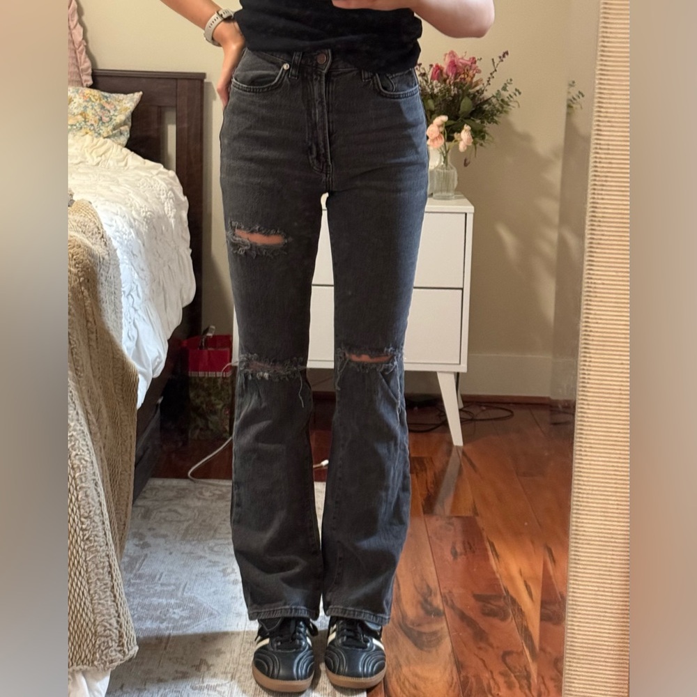 BDG Black Distressed Flare Jeans